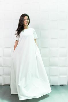 White Maxi Dress/ Extravagant Dress/ Plus Size / Caftan / Black Maxi Dress by Fraktura D0026 Cheap White Loose Fit Maxi Dress, Dress Extravagant, Maxi Dress Plus Size, Summer Dress Women, Plus Size Maxi Dress, Dress Name, Alternative Wedding Dresses, Maxi Dress Outfit, White Summer Dress