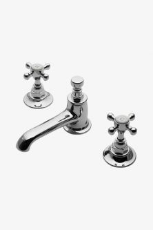 two faucets with chrome handles and nozzles are shown in this image