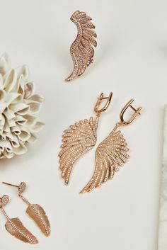 Did you know that angel wings symbolise love, spirituality, and protection? Wear an angel wing as a reminder of someone you feel is your guardian angel. #Latelita #Independentdesigner⁠ ⁠ #Jewellery #Jewellerylover #Britishdesigner #Statementjewellery #Earrings #Gemstones #Wolfandbadger #Giftideas #Rosegold #Bridaljewelery #Angelwings #Angel Gabriel Angel, Gabriel Jewelry, Sparkling Earrings, Metal Feather, Ear Climbers Earrings, Pearl Bridal Jewelry