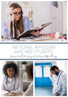 three different pictures with the words national physign and med student on them, including an image of a doctor