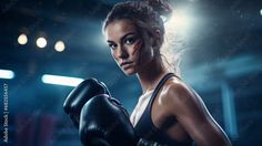 a woman wearing boxing gloves in a gym