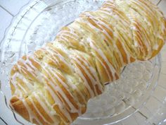 a large pastry sitting on top of a glass plate