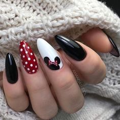 Mickey Mouse Nails, Mickey Nails, Shellac Nails, Spring Nail Art