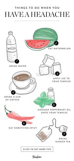 Don't suffer in silence. Try these road-tested and unexpected headache remedies to stop your headache dead in its tracks. Bad Headache, Watermelon Drink, Diy Remedies, Natural Pain Relief, Wellness Tips