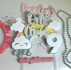 a cake topper that says pasteley's cut cloud