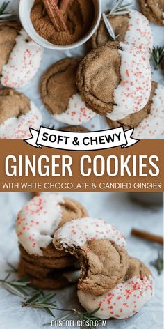 ginger cookies with white chocolate and candied ginger