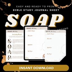 an image of soap with the title easy and ready to print bible study journal