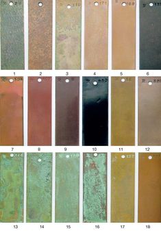 the different colors of metal sheeting are shown in this chart, and each has an individual