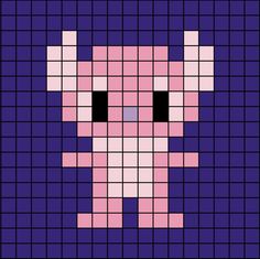 A small pixel art template of Angel from Disney's Lilo and Stitch. Pixel Art Disney Characters, Stitch And Angel Pixel Art, Disney Pixel Art Easy, Pixel Art Disney Stitch, Pixel Art Small Cute