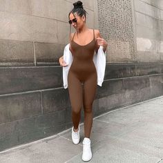 F00170797-302 Sport Jumpsuit, Yoga Attire, Summer Outerwear, Midi Jumpsuit, Yoga Jumpsuit, Streetwear Mode, Bodycon Jumpsuit, Jumpsuit Outfit, Workout Attire