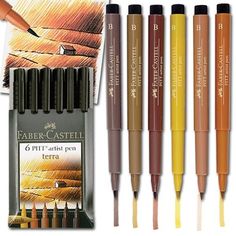 faber - castel 6 pitt artist pens in assorted colors