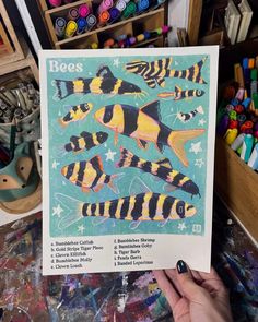 🐝 Some Tropical Freshwater Aquarium Bees 📜 8x11" Matte Linen Print 🍯 Identification poster for the tropical freshwater fish species: Golden Stripe Pleco, Bumblebee Catfish, Clown Killifish, Bumblebee Molly, Clown Loach, Bumblebee Shrimp, Bumblebee Goby, Tiger Barb, Panda Garra, and Banded Leporinus 📄 Frame not included! 🚀 Free sticker with every order ©️ Original Art Copyright 2024 Artoulli 🎟️ Get 30% off your order total when you purchase 3 or more items from my shop using the code TONTINE 📦 SHIPPING - Tracking options are available! - Shipping speeds are out of my control and can take anywhere from 3-10 business days to arrive in the US and 3-25 business days internationally- but it cannot be guaranteed! Bumblebee Goby, Clown Killifish, Clown Loach, Tropical Freshwater Fish, Art Postcards, Fish Species, Bee Mine, Freshwater Aquarium, Art Print Poster