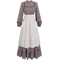 PRICES MAY VARY. Fabric - 100% polyester; The prairie pioneer dresses for women are made with polyester cloth in a small floral pattern. Lightweight and comfortable wear, not see-through. Design - The pioneer colonial dress is long, stand collar and buttons decorated in front , Long puff sleeves and cuffs are trimmed with ribbon. Well made with stretchy waist and zipper on the back for easy to put on / off. just the kind of dress Laura Ingalls would wear! Style - 2-piece women's pioneer costume, American Pioneers Aesthetic Outfit, Pioneer Apron, Hannah Becker, Little House On The Prairie Dress, Colonial Dresses, Pioneer Dresses, Little Women Costumes, Amish Dress, Thanksgiving Play