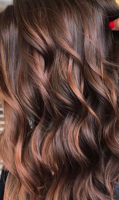 Brown Hair 2023 Fall, Autumn Hair Color 2023, Textured Brunette Hair, Brown Hair With Fall Highlights, Brunette With Red Lowlights, Super Dimensional Brunette, Red And Caramel Highlights On Dark Hair, Light Brown Fall Hair, Fall Brown Hair Color Brunettes