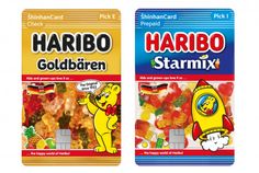 two bags of harbo goldbraen gummy bears are shown in this image