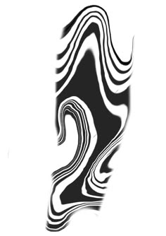 an abstract black and white design with wavy lines in the shape of a wave on a white background