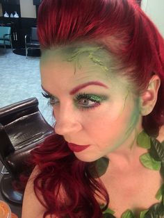 Poison Ivy makeup by :Victoria Sylvis Poison Ivy Makeup Ideas, Poison Ivy Hair, Theater Mom, Holiday Boards, Poison Ivy Costumes, Costume Inspo