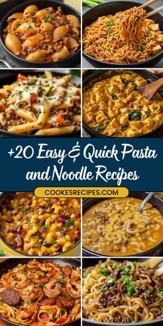 20 easy and quick pasta and noodle recipes that are ready in less than 30 minutes