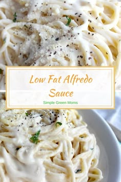 Easy Low Fat Gluten Free Alfredo Sauce Recipe #glutenfreerecipes #healthyrecipes #healthy #alfredo #recipeoftheday #recipes #delicious #dinnerideas #healthydinnerrecipes #healthymeals #healthydiet #healthyeating #comfortfood #easydinner via @simplegreenmoms Ww Alfredo Sauce, Low Fat Cheese Sauce, Low Fat Cream Sauce, Low Fat Shrimp Recipes, Fat Free Meals, Fat Free Foods, Gluten Free Alfredo, Low Fat Alfredo Sauce, Healthy Alfredo Sauce Recipe