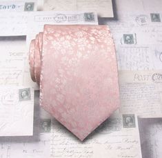 "This tie is made of 100% silk, 3.50\" wide at it's widest point and 58\" long - standard length and width. Hand rolled and sewn by hand." Rose Gold Ties For Men, Dusty Rose Tie, Pink Floral Tie, Cottagecore Pink, Blush Tie, Velvet Bow Tie, Groomsmen Ties, Suits Wedding, Groom And Groomsmen Attire