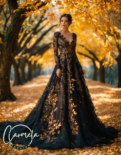 Fall Ballgown Wedding Dress, Dark Green And Black Wedding Dress, Plus Size Dark Wedding Dress, Faerie Ball Gown, Fall Ball Gown, Fall Forest Wedding Dress, Autumn Ball Gown, Acotar Dress Ideas, Dark Fantasy Wedding Dress