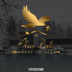 a logo for a real estate with an eagle on it's roof and the words, alla bod real estate