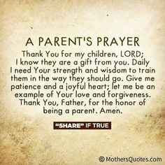 a parent's prayer for her child to be given as a gift or birthday present