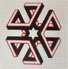 an image of some type of art that is drawn on paper with red and black lines