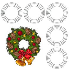 a christmas wreath with bells and bows is shown to be cut out from the paper