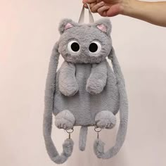 Kawaii Plush Bags For Everyday Use, Cute Plush Backpack For Everyday Use, Kawaii Plush School Bag, Kawaii Plush School Backpack, Cute Plush School Bags, Cute Cat Design Backpack, Backpack Art, Chat Kawaii