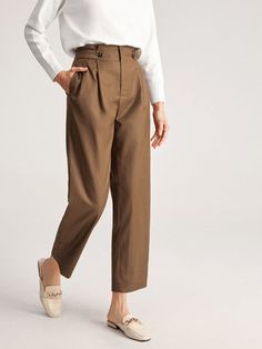 Details Composition: 100% Polyester Design: Plain Style: Casual Thickness: Regular Sheer: No ... Wide Leg Dress Pants, Winter Pants, Rich Girl, Outfit Casual, Belleza Natural