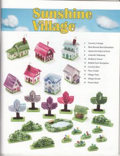 an advertisement for the sunshine village toy house and tree set, with instructions to make it