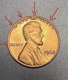 an image of a penny with arrows pointing to it