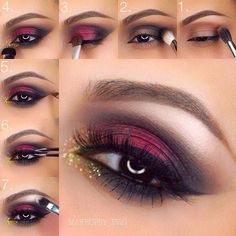 Red Smokey Eye, Make Up Designs, Black Eye Makeup, Red Eye Makeup, Simple Everyday Makeup, Everyday Makeup Tutorials, Smokey Eye Makeup Tutorial, Smink Inspiration, Eye Makeup Steps