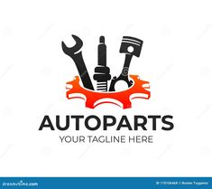 auto parts logo design with wrench and spanner on white background for your company