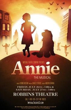 an advertisement for the musical'annie'featuring children in front of a cityscape