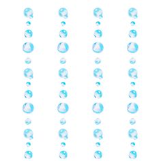 blue bubbles hanging from strings on a white background