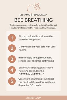 Bee Breathing, Bhramari Pranayama, Yoga Breathing Exercises, Yoga Breathing, Breathing Meditation, Healthy Advice, Behavior Change, Meditation Techniques, Breathing Techniques