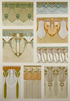 Fine folio chromolithograph. Published, Paris ca 1890. 35 x 24.8 cm Issued in the Journal de la Décoration Art Nouveau Geometric, Art Nouveau Mural, Art Nouveau Frame, Art Nouveau Home, Motifs Art Nouveau, Art Nouveau Interior, Wallpaper Tile, Design Art Nouveau, Art Nouveau Decor