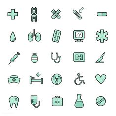 the medical icons are green and blue