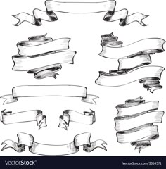 set of hand drawn ribbons and banners with place for text or image royaltyvectors