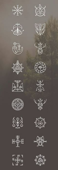 an image of different types of symbols in the air on a foggy sky background