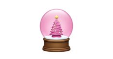 a snow globe with a pink christmas tree in it and a star on the top