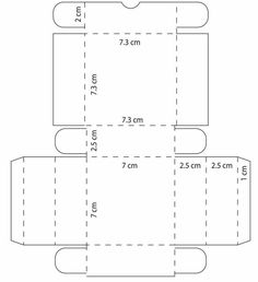 an open cardboard box with measurements for the top and bottom side, on a white background