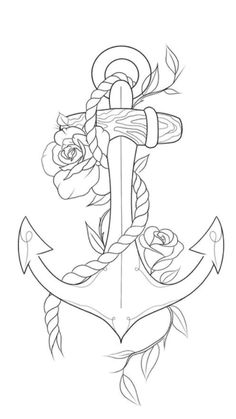 an anchor and roses tattoo design