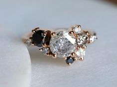 Black And White Diamond Ring, Gray Diamond Ring, Grey Diamond Engagement Ring, Salt And Pepper Diamond Ring, Grey Diamond Ring, Pepper Diamond Ring, Raw Diamond Rings, Raw Diamond Engagement Rings, Diamond Ring Engagement