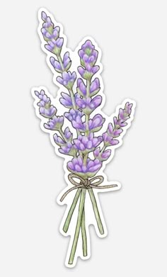 purple flowers sticker on a white background