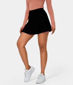 Women's Everyday 2-in-1 Pleated Side Pocket Tennis Skirt. Polyester, Polyester-90%, Spandex, Spandex-10%. Machine wash cold. Do not dry clean. Do not iron. Do not bleach. Wash with like colors. Turn garment inside out. High Rise. Plain. Tennis Skirt Black, Skirt A Line, White Skort, Pleated Tennis Skirt, Skirt Pleated, Leg Work, Skirt Midi, Bleach Wash, Line Skirt