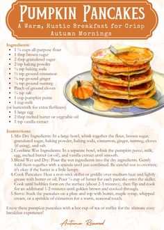 the recipe for pumpkin pancakes is shown