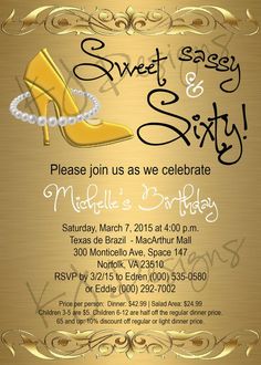 an elegant gold birthday party with high heel shoes and pearls on the heels is shown